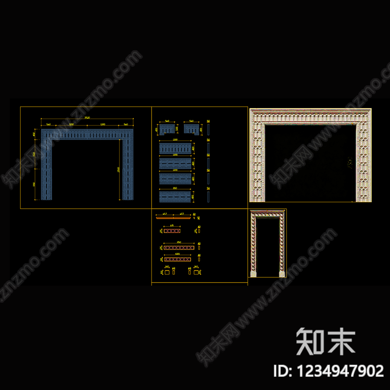 雕塑装饰构件cad施工图下载【ID:1234947902】