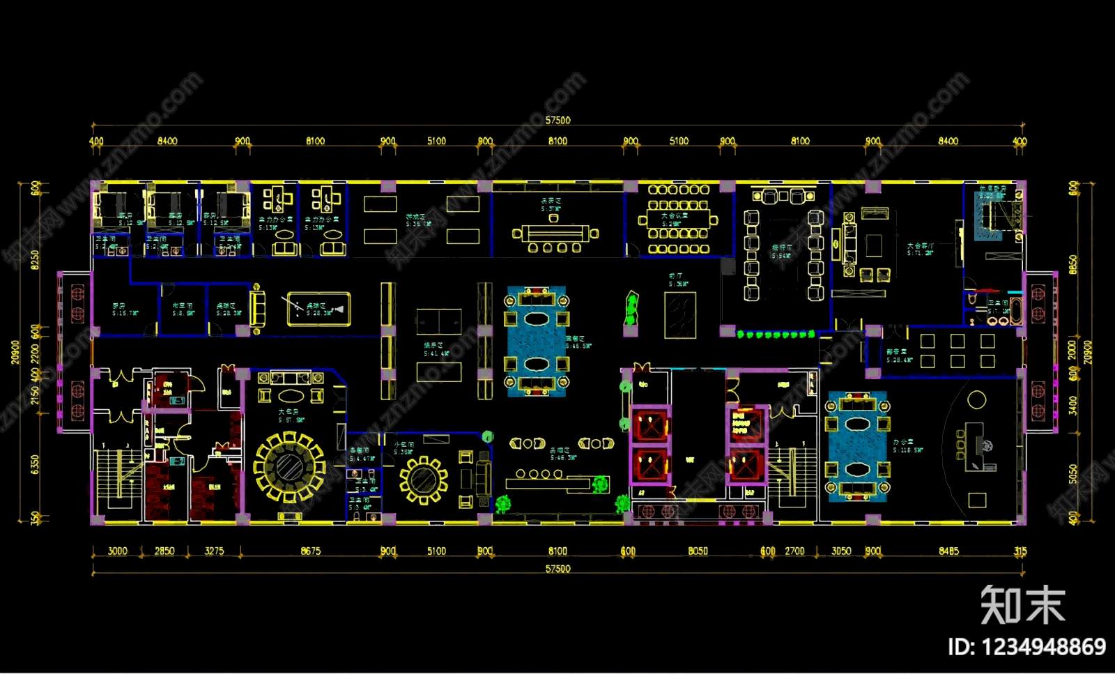 整体办公空间cad施工图下载【ID:1234948869】