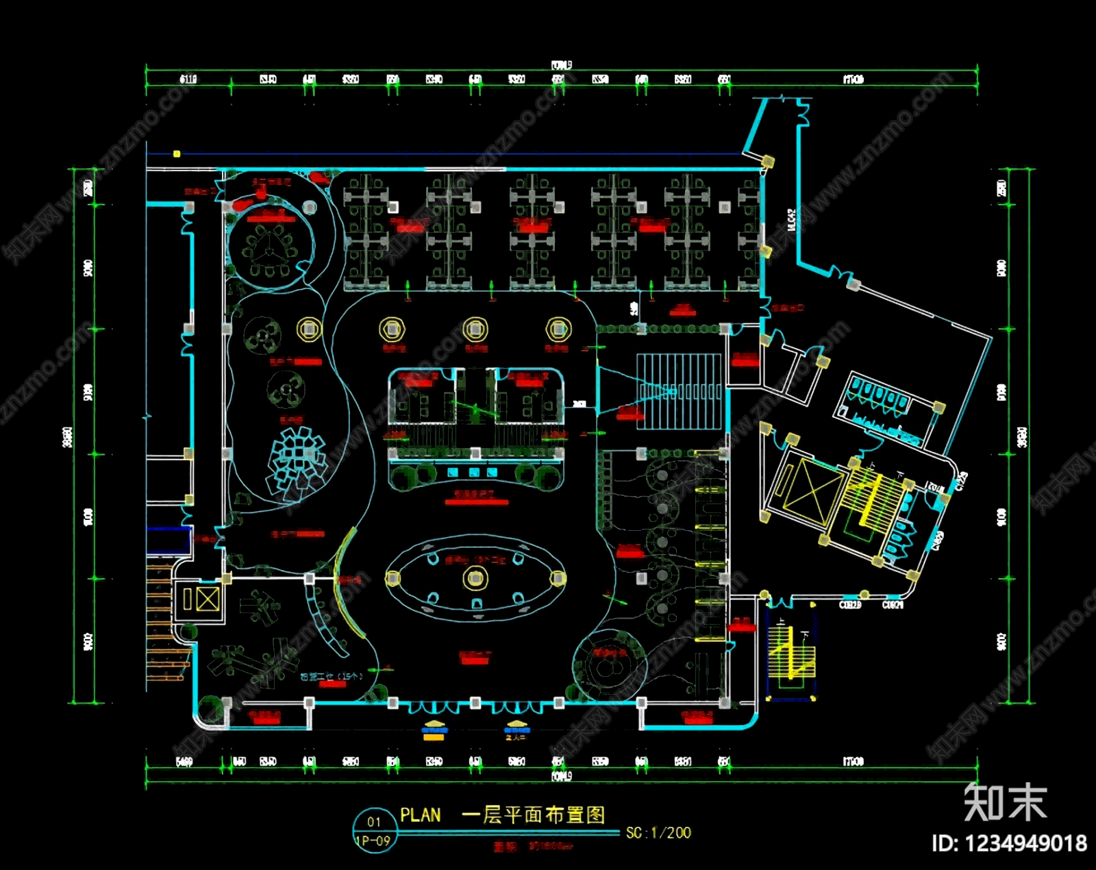 整体办公空间cad施工图下载【ID:1234949018】