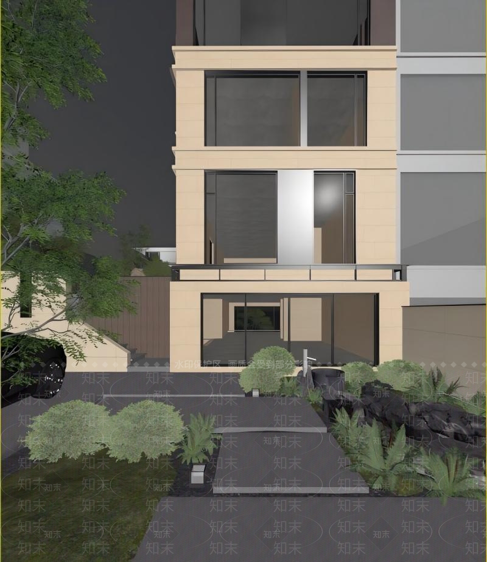 现代主义庭院3D模型下载【ID:1234953406】