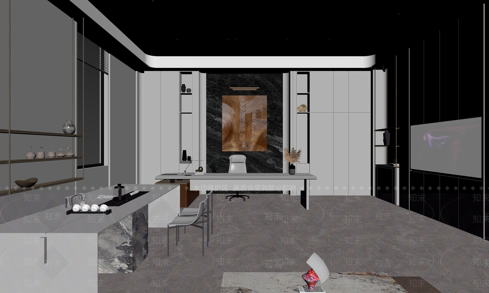 意式极简董事长办公室3D模型下载【ID:1234954101】
