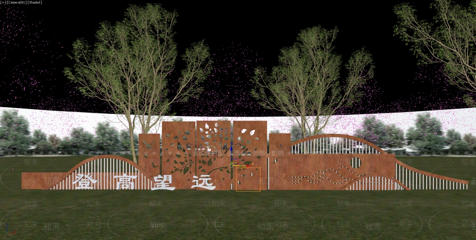 新中式景观景墙3D模型下载【ID:1234955592】