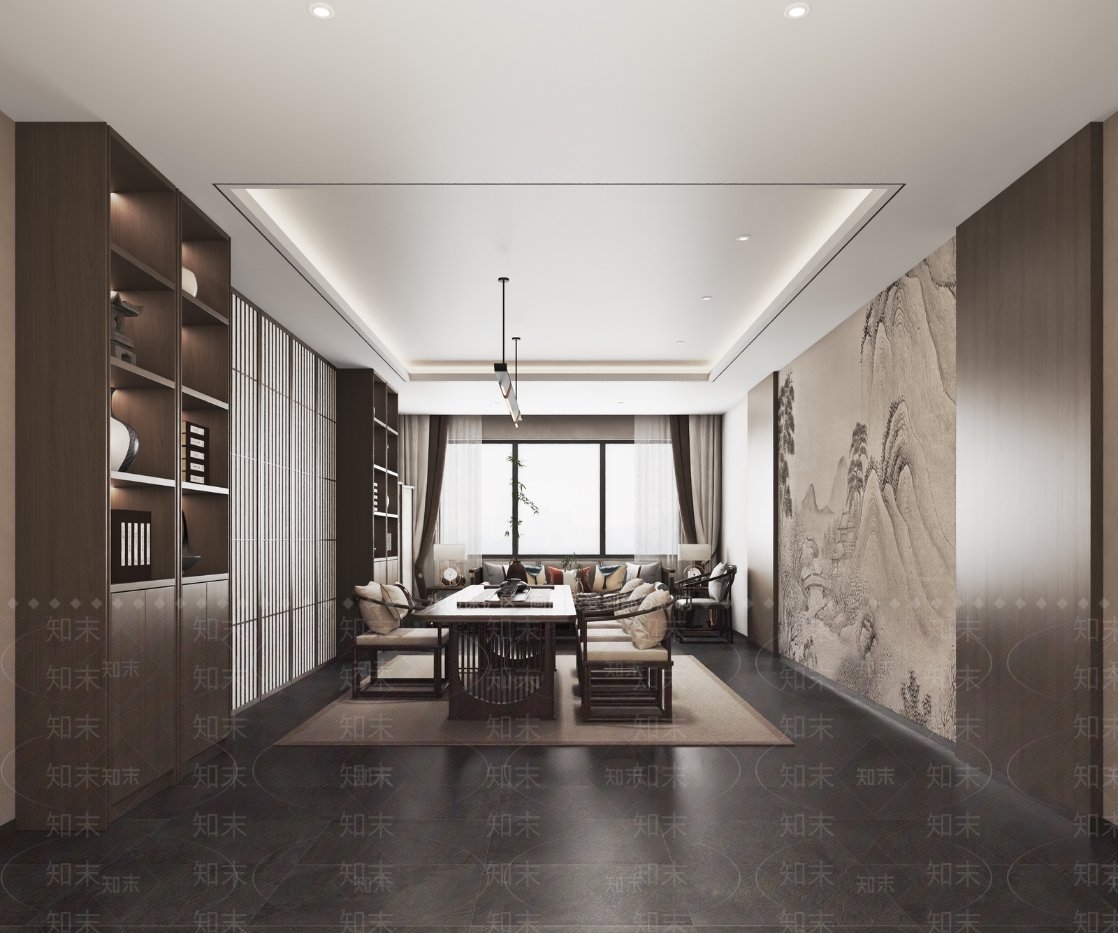 新中式接待室3D模型下载【ID:1234956868】