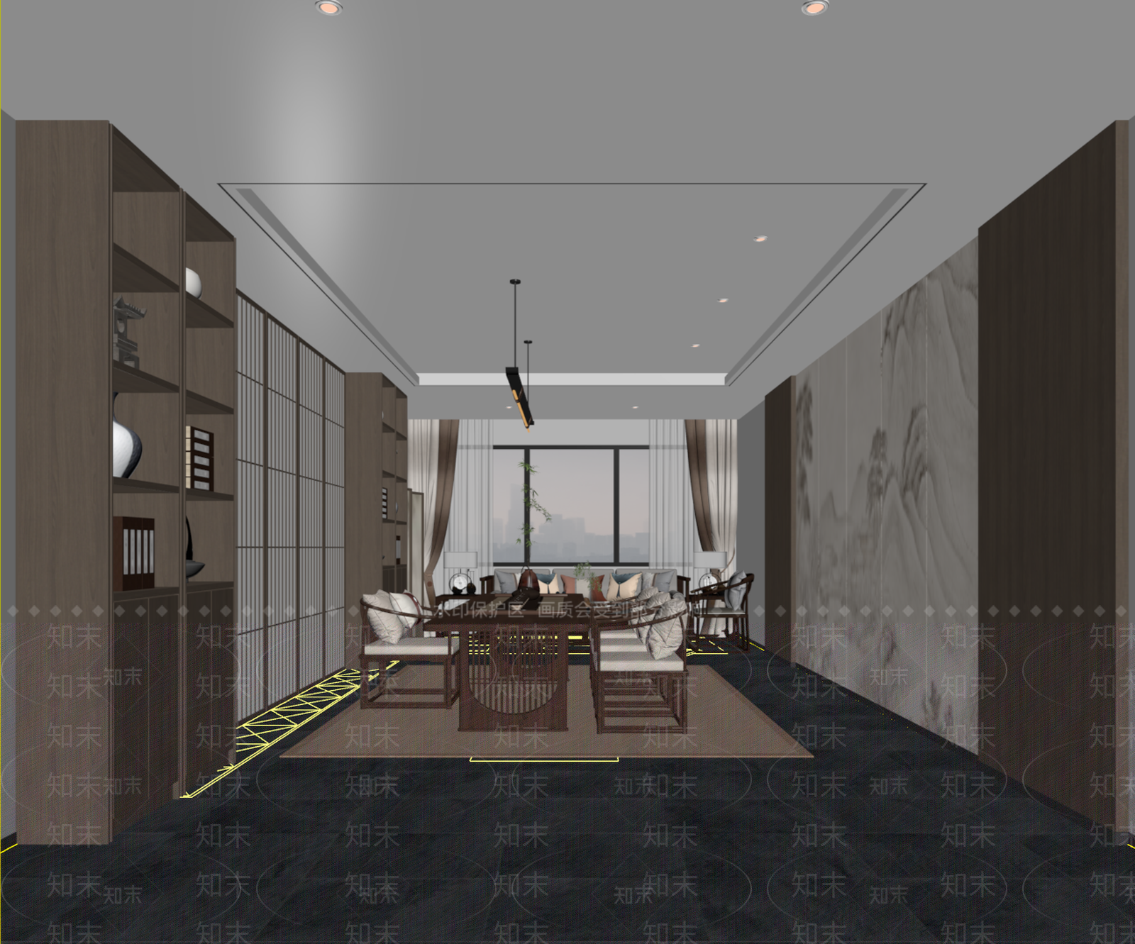 新中式接待室3D模型下载【ID:1234956868】