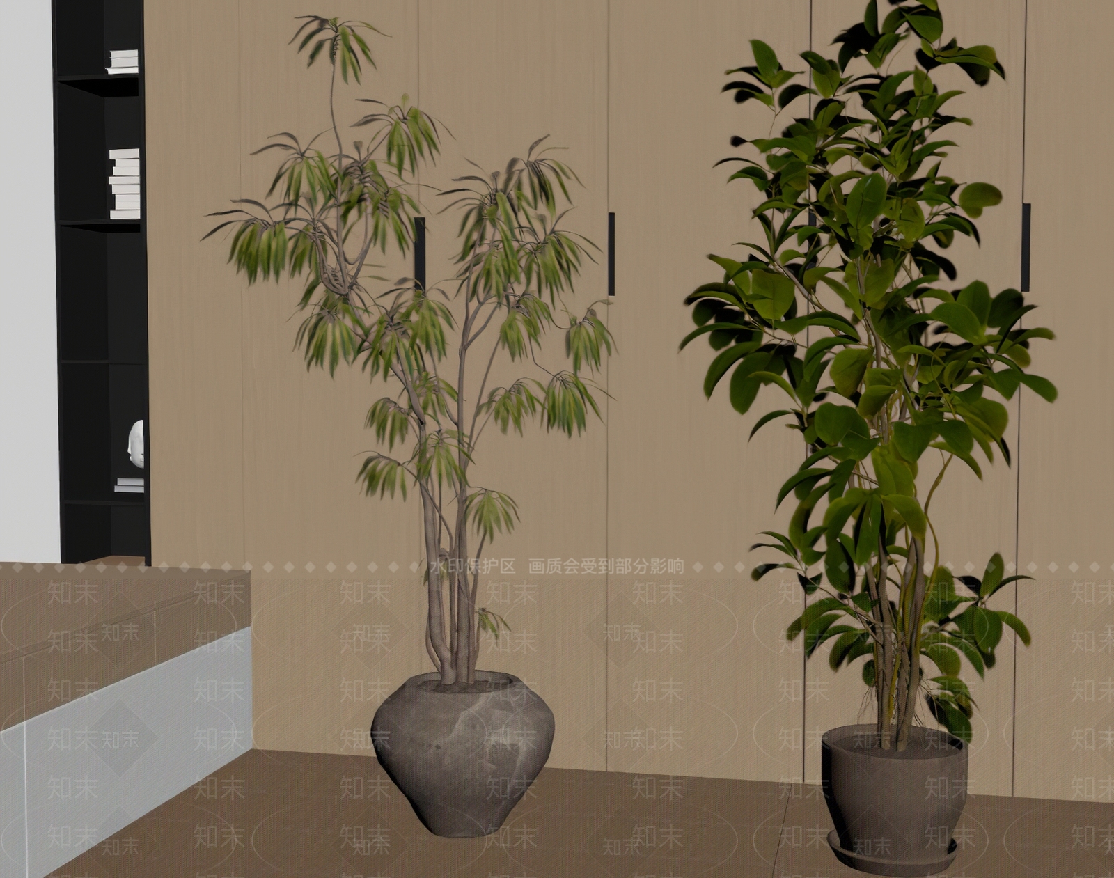 原木风盆栽SU模型下载【ID:1234957863】