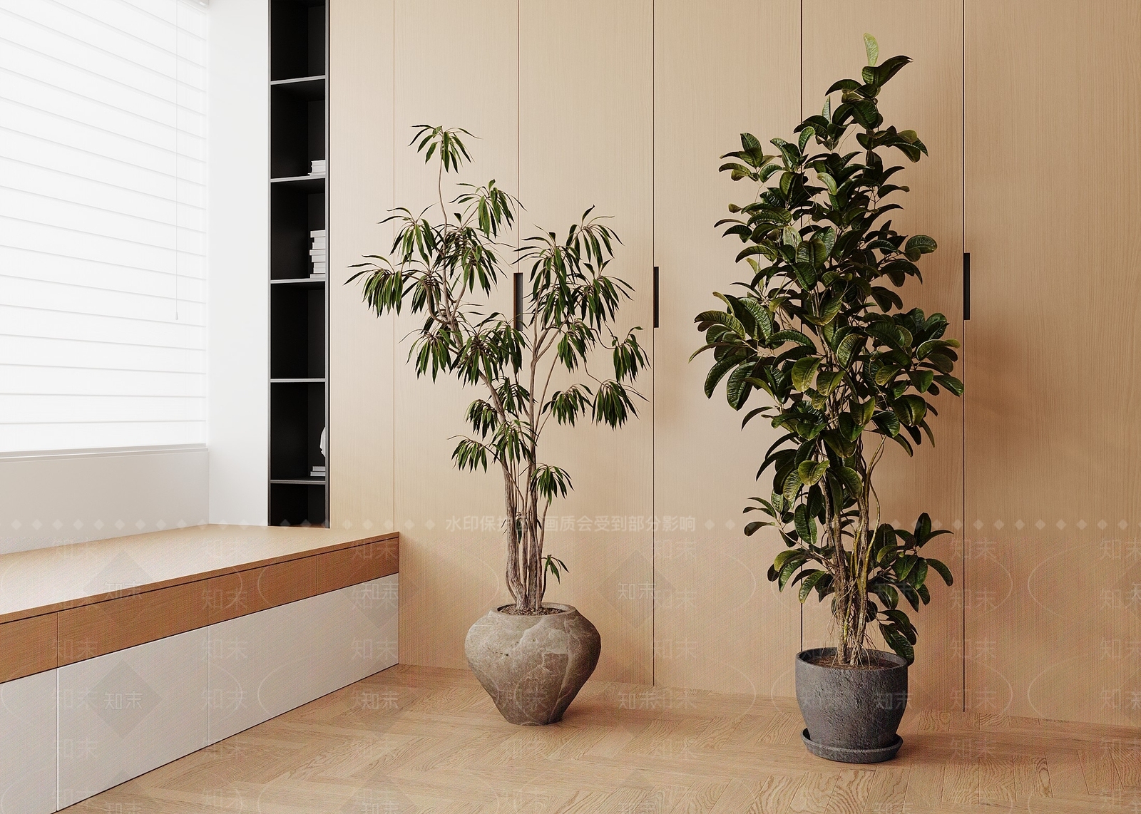 原木风盆栽SU模型下载【ID:1234957863】
