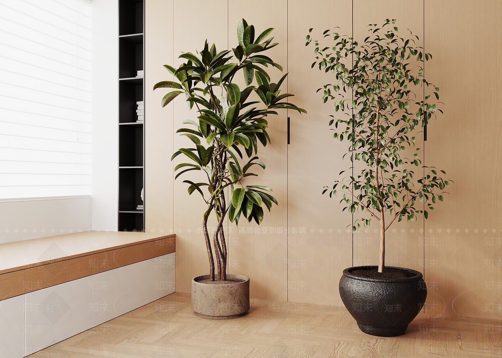 原木风盆栽SU模型下载【ID:1234958343】
