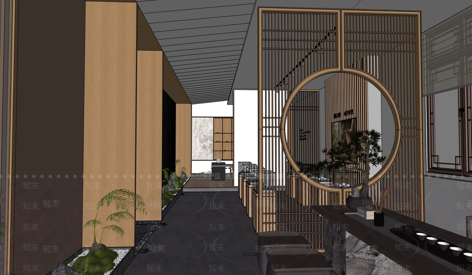 新中式茶叶店SU模型下载【ID:1234959165】