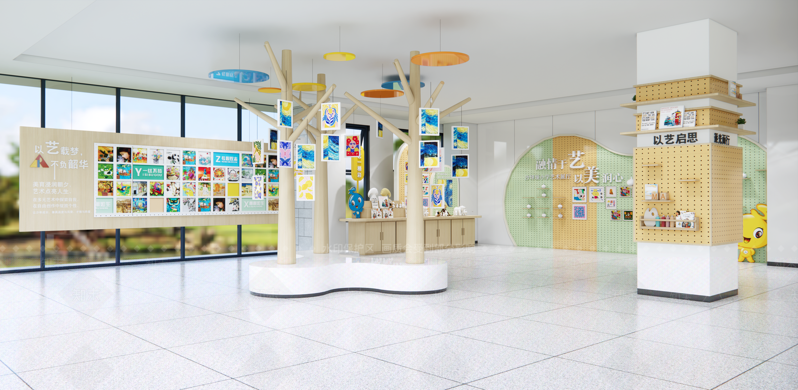原木风学校展厅SU模型下载【ID:1234960534】