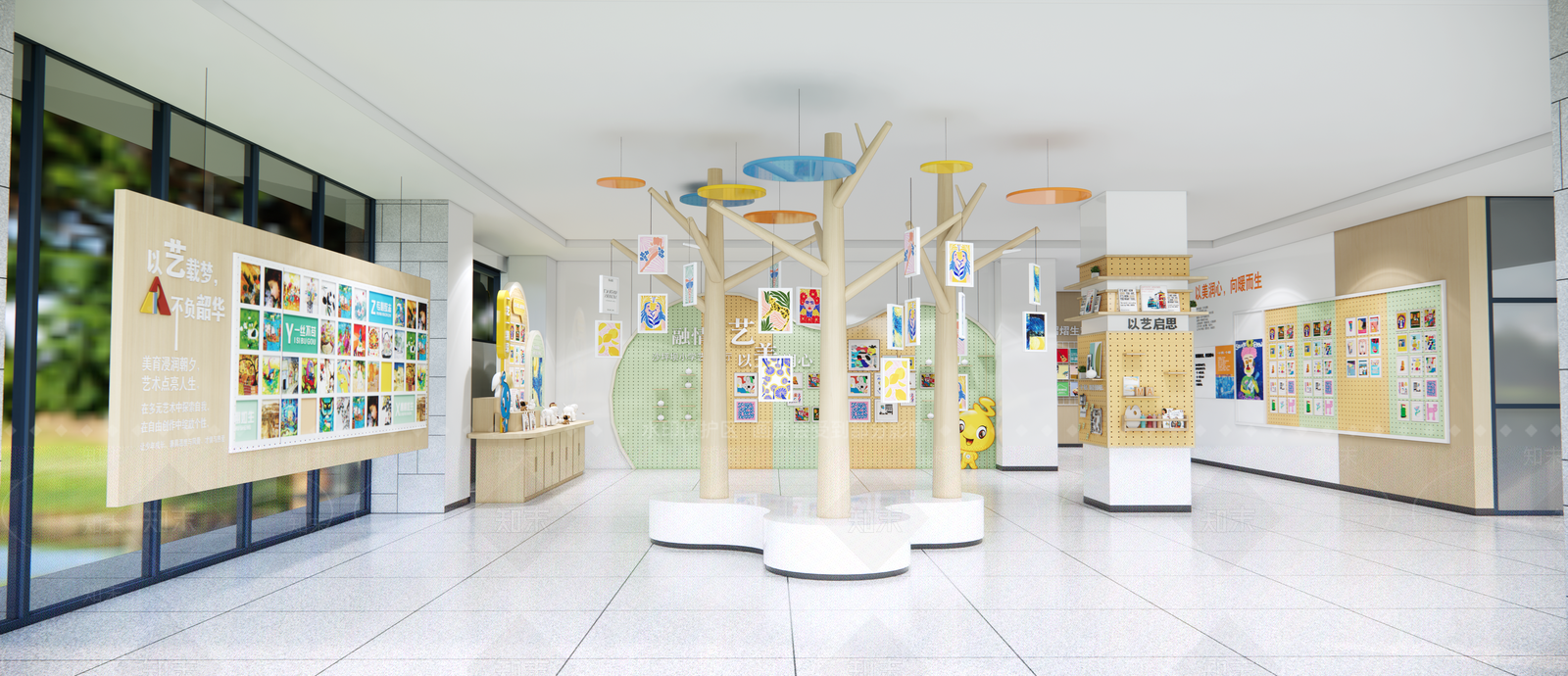 原木风学校展厅SU模型下载【ID:1234960534】