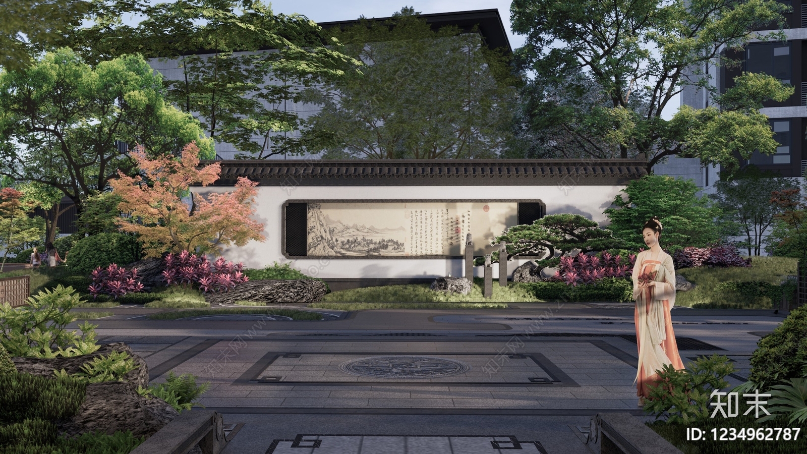 景墙cad施工图下载【ID:1234962787】