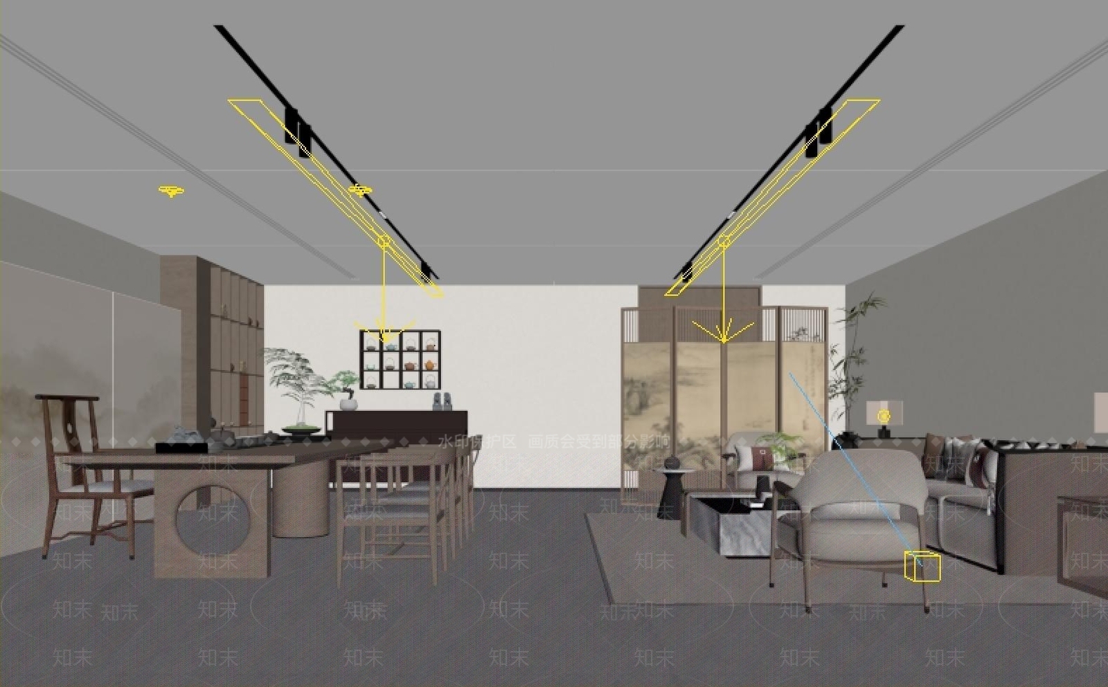 新中式接待室3D模型下载【ID:1234963650】