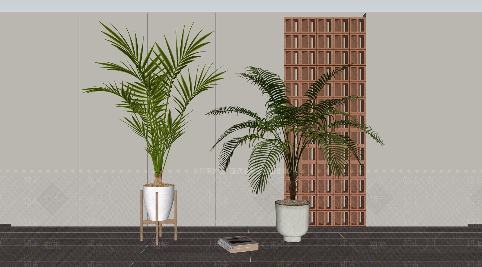 现代简约盆栽SU模型下载【ID:1234969944】