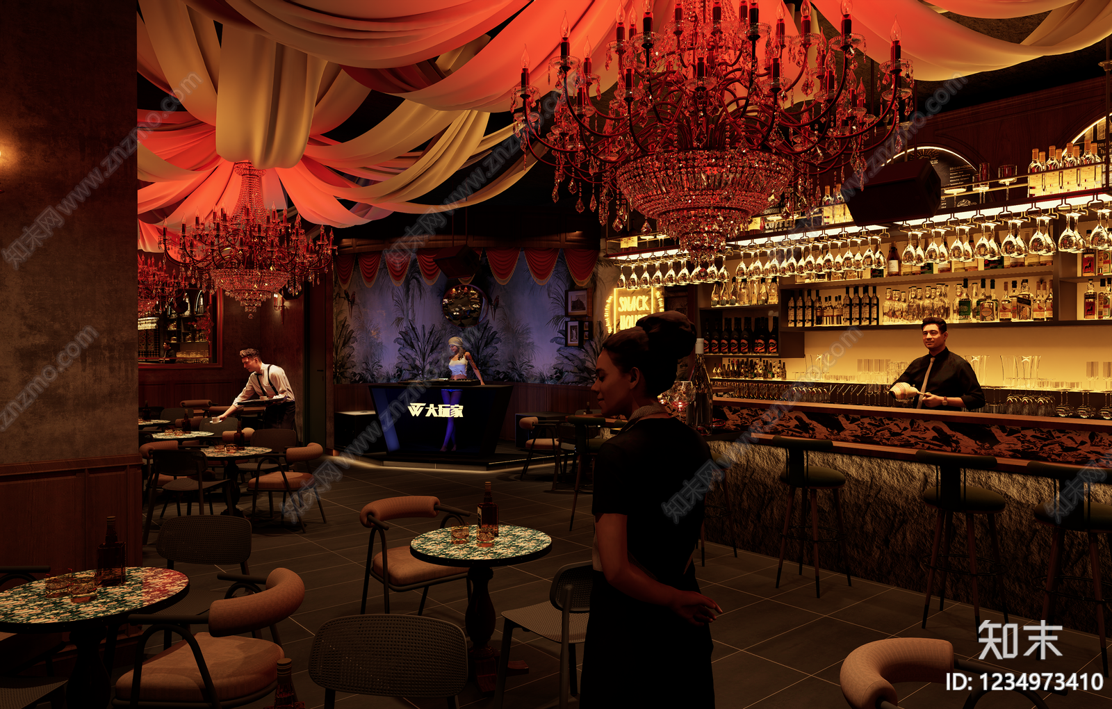 复古酒吧3D模型下载【ID:1234973410】