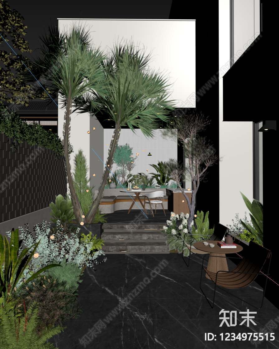 现代庭院3D模型下载【ID:1234975515】