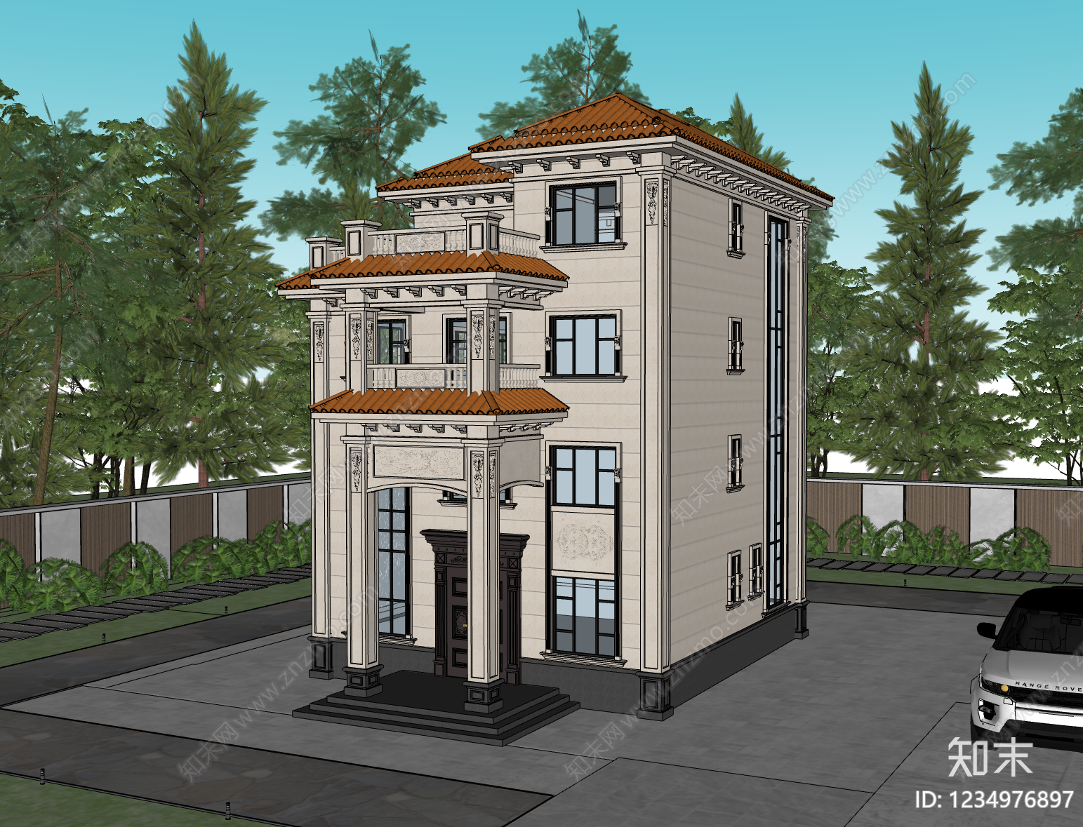 别墅建筑cad施工图下载【ID:1234976897】
