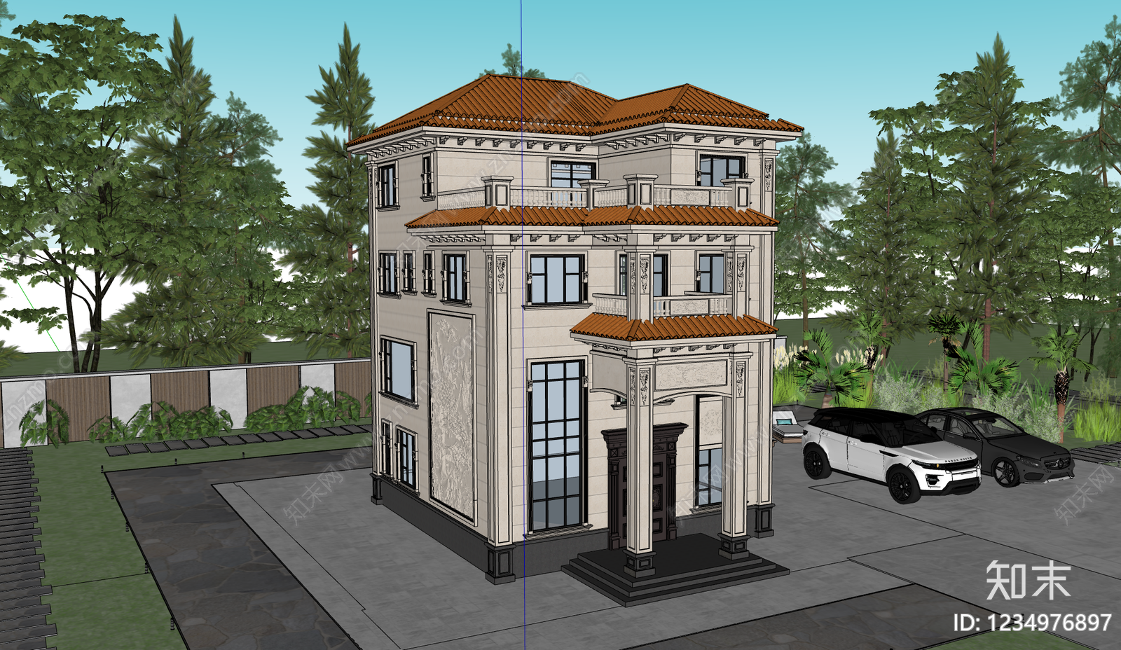 别墅建筑cad施工图下载【ID:1234976897】
