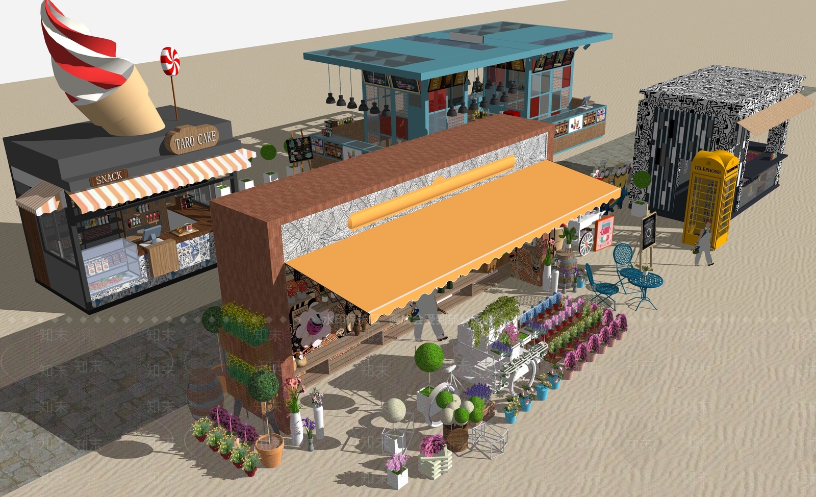 现代商业外摆SU模型下载【ID:1234985103】