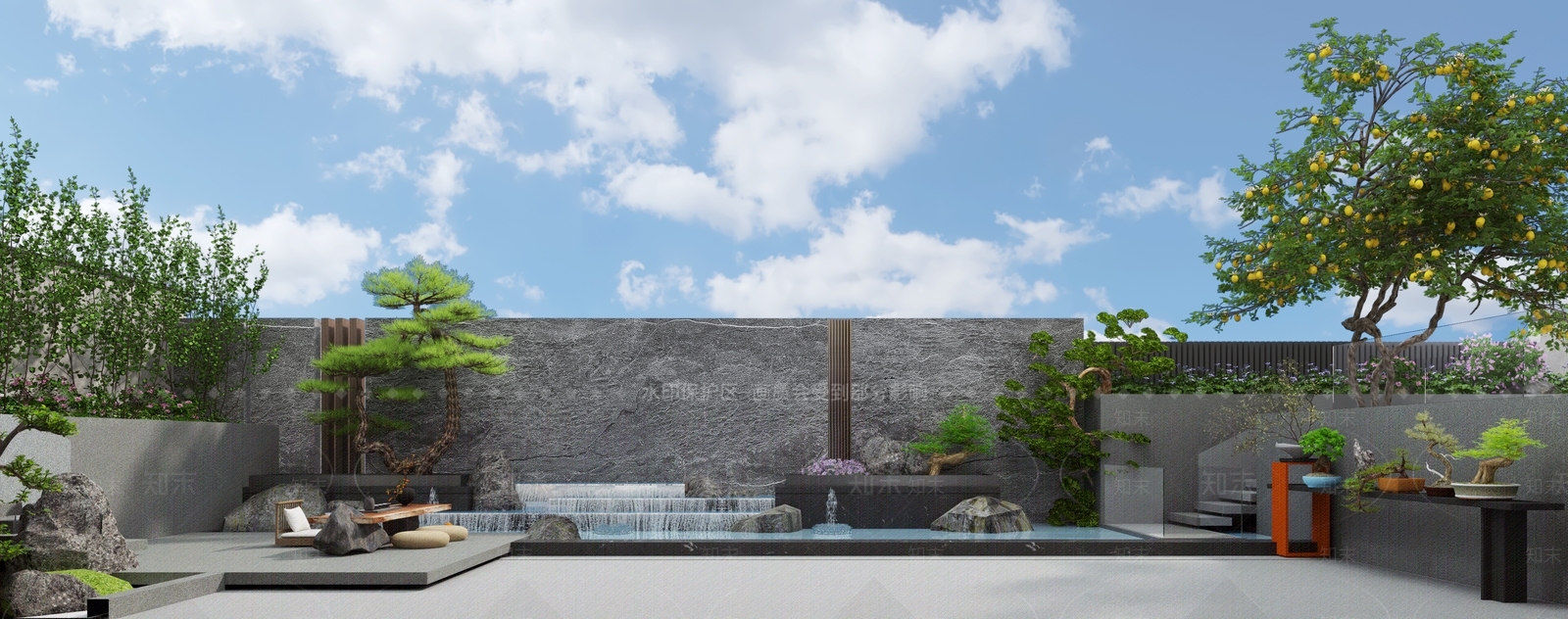 新中式景观庭院3D模型下载【ID:1234989640】