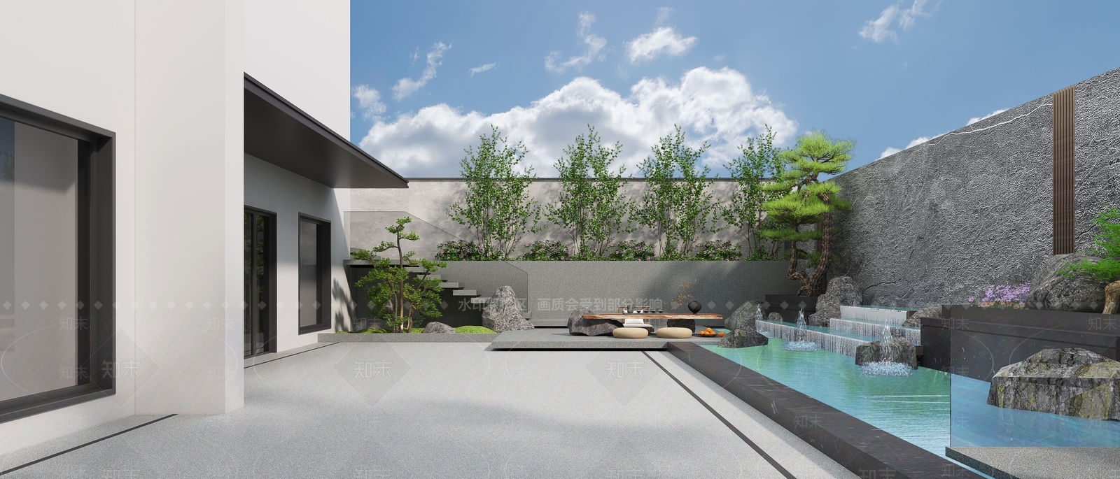 新中式景观庭院3D模型下载【ID:1234989640】