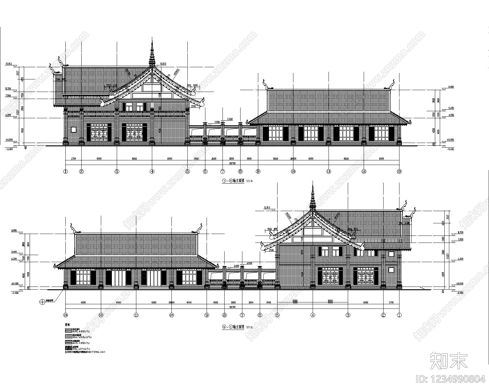 宗教建筑cad施工图下载【ID:1234990804】