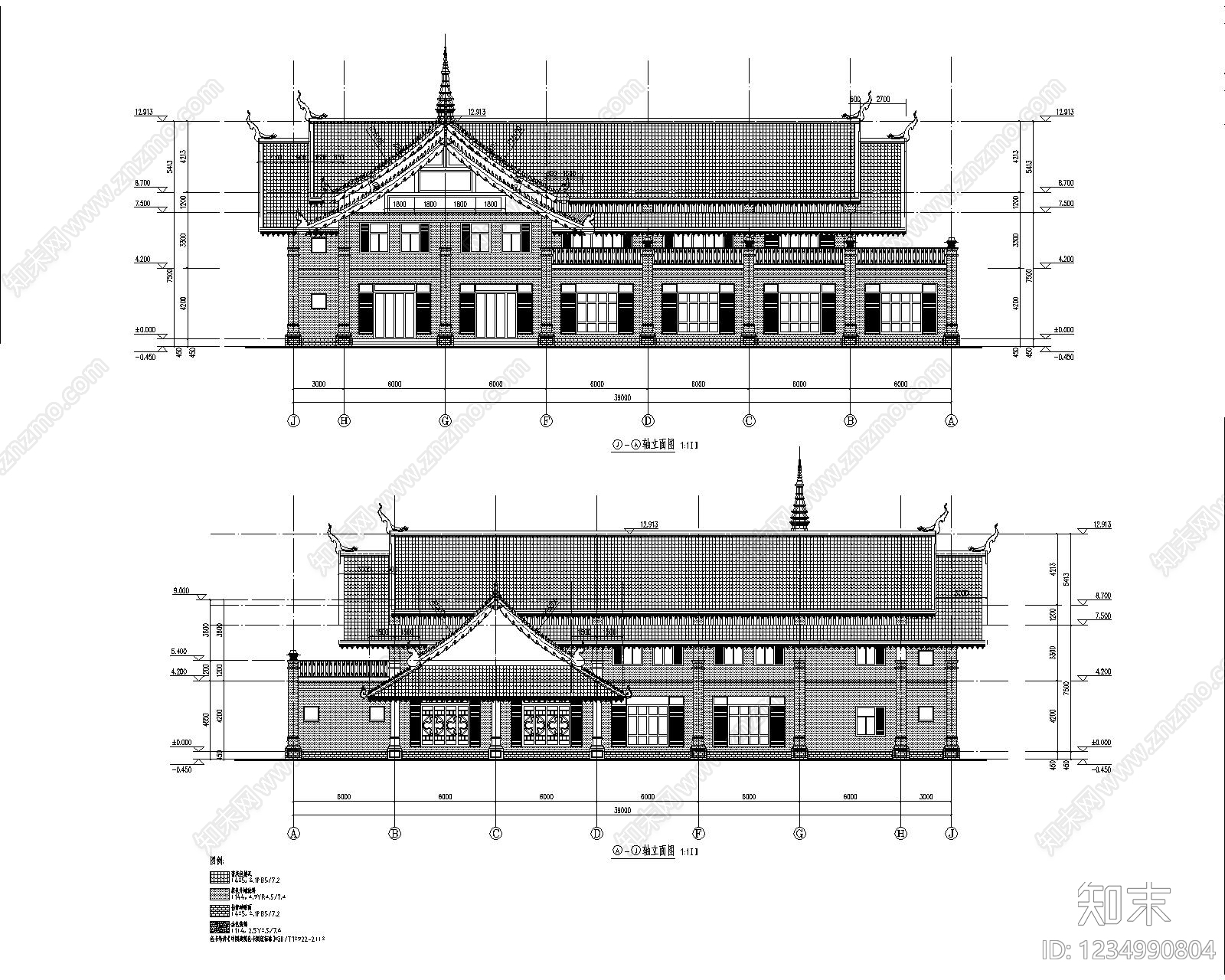 宗教建筑cad施工图下载【ID:1234990804】
