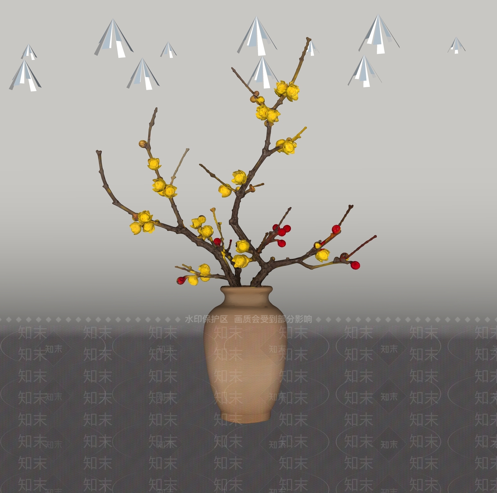 新中式花艺SU模型下载【ID:1234991136】
