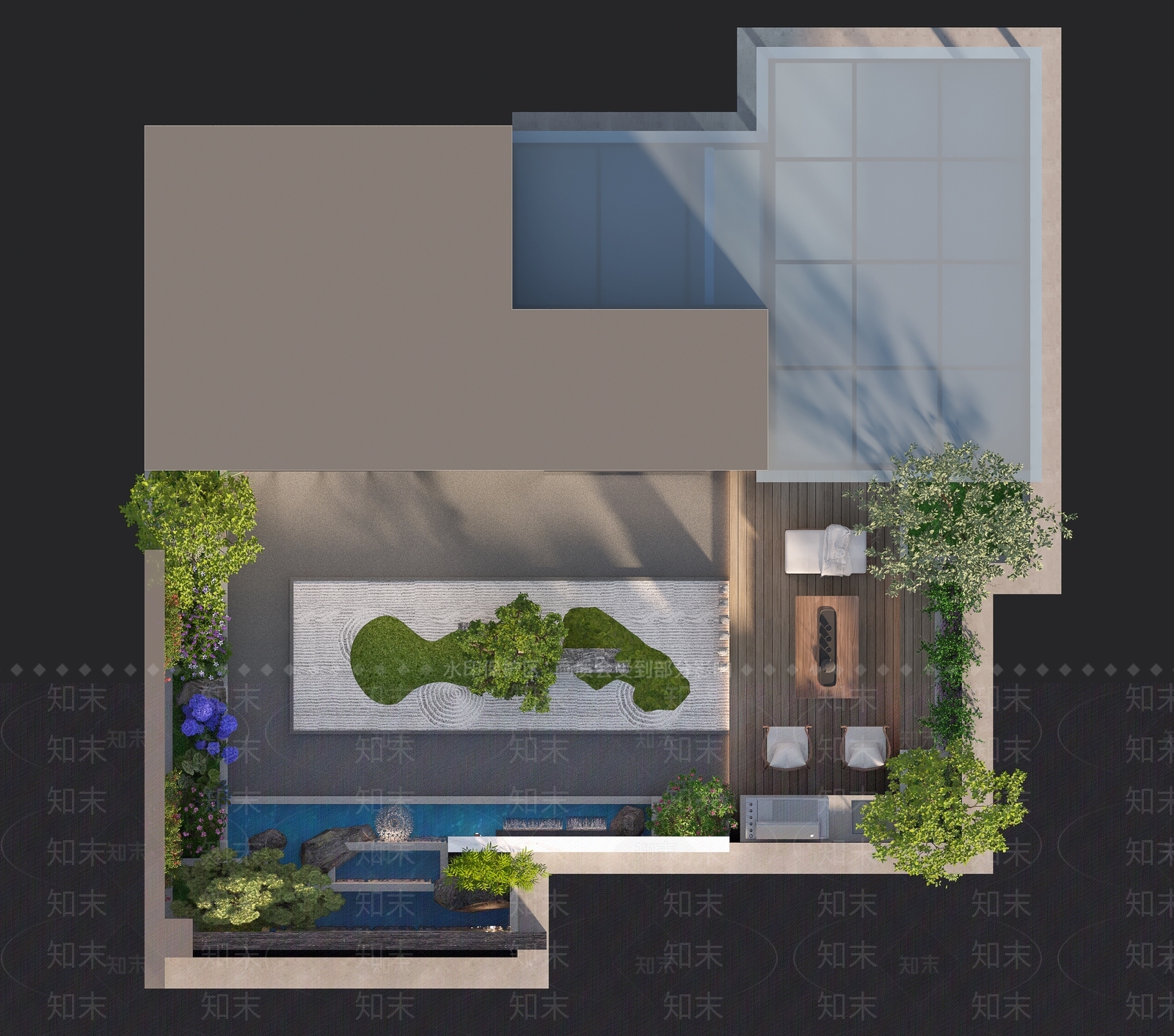 新中式景观屋顶花园3D模型下载【ID:1234992232】