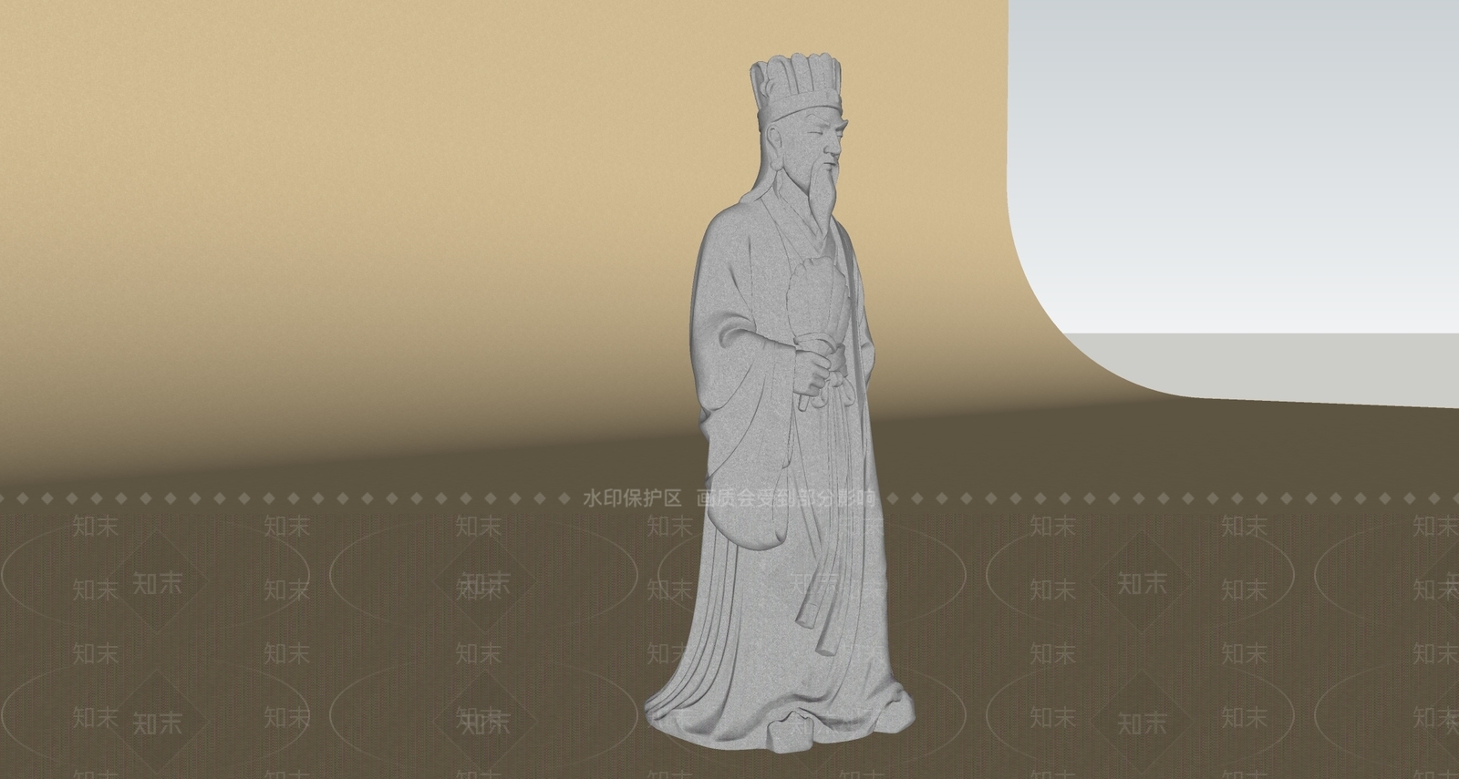 中式雕塑摆件SU模型下载【ID:1234995566】