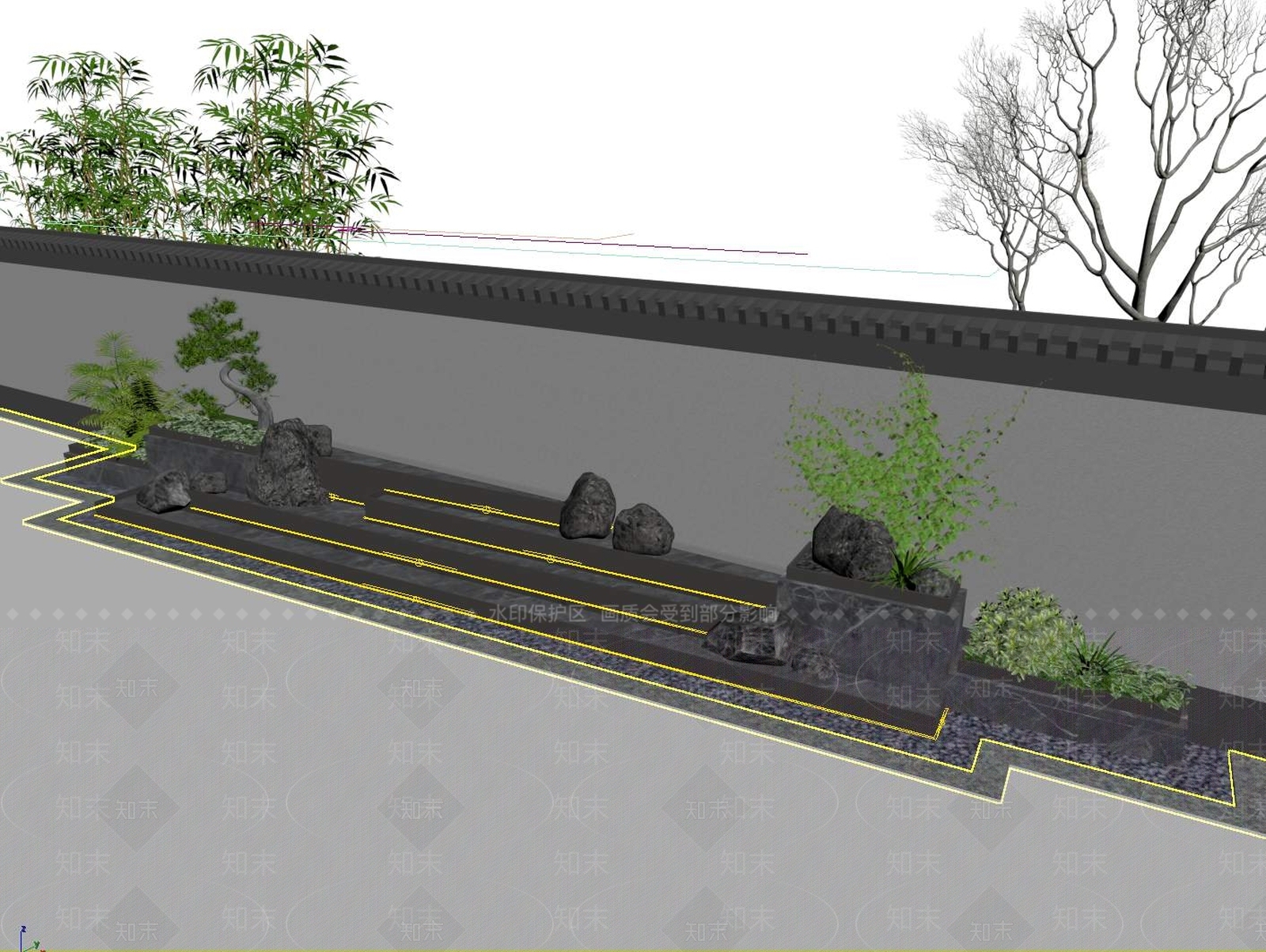 新中式景观跌水3D模型下载【ID:1235005849】