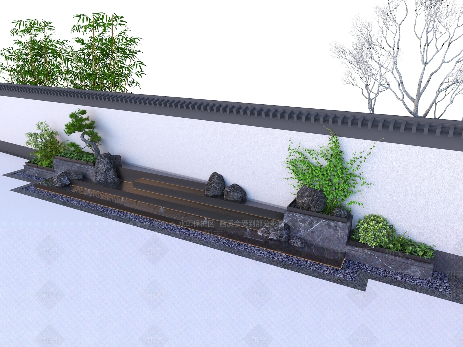 新中式景观跌水3D模型下载【ID:1235005849】