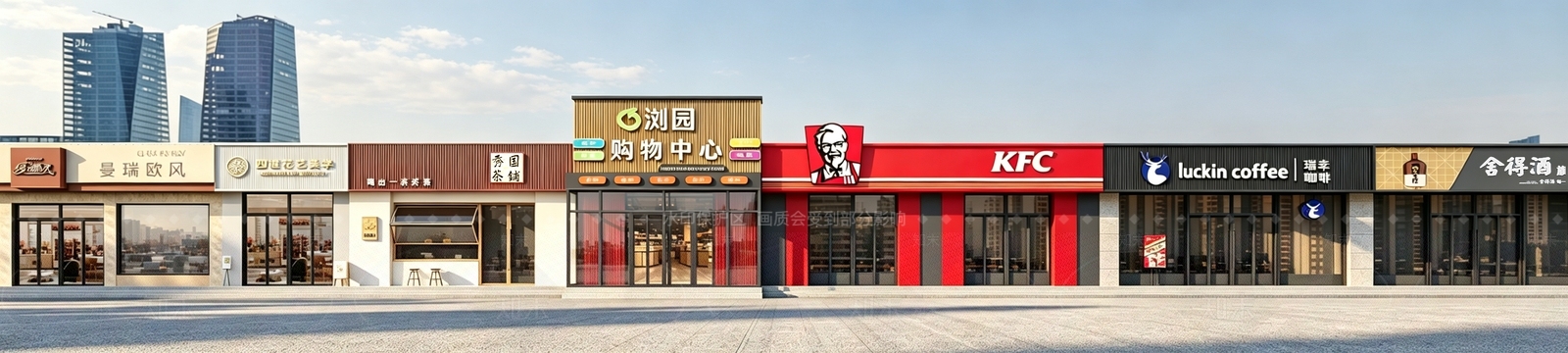 现代商业街3D模型下载【ID:1235006887】
