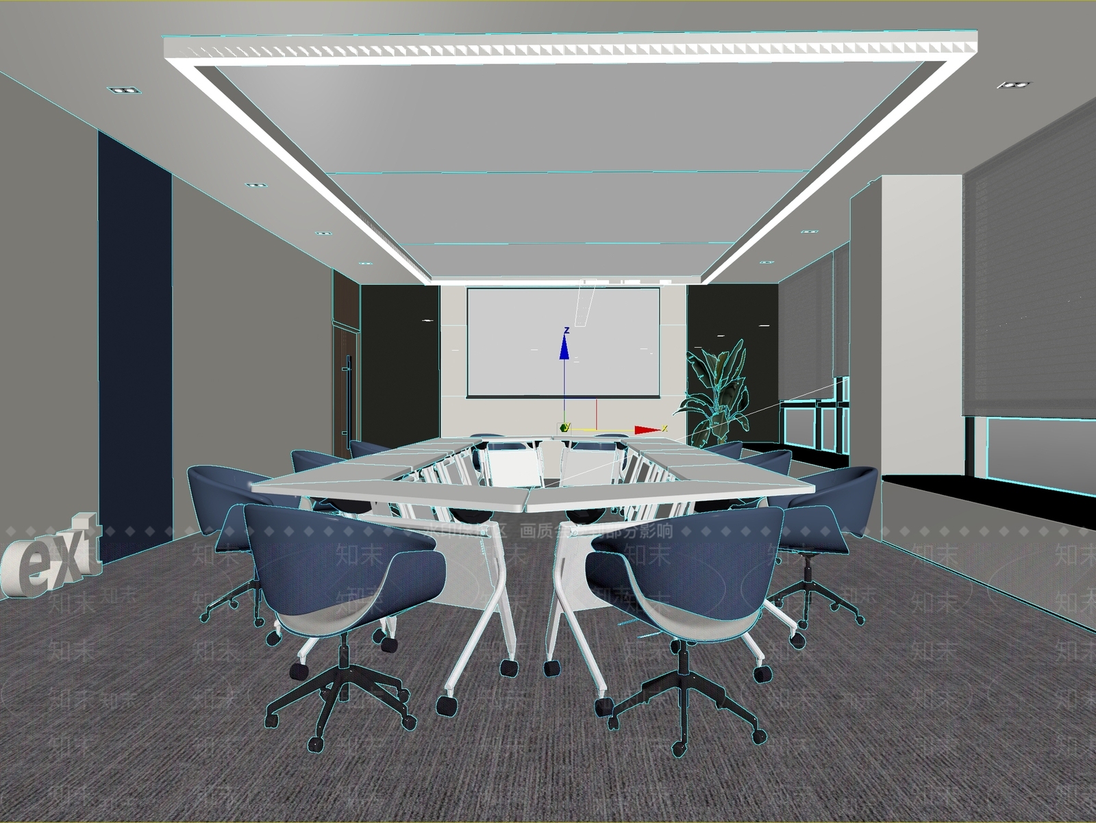 现代简约会议室3D模型下载【ID:1235006848】