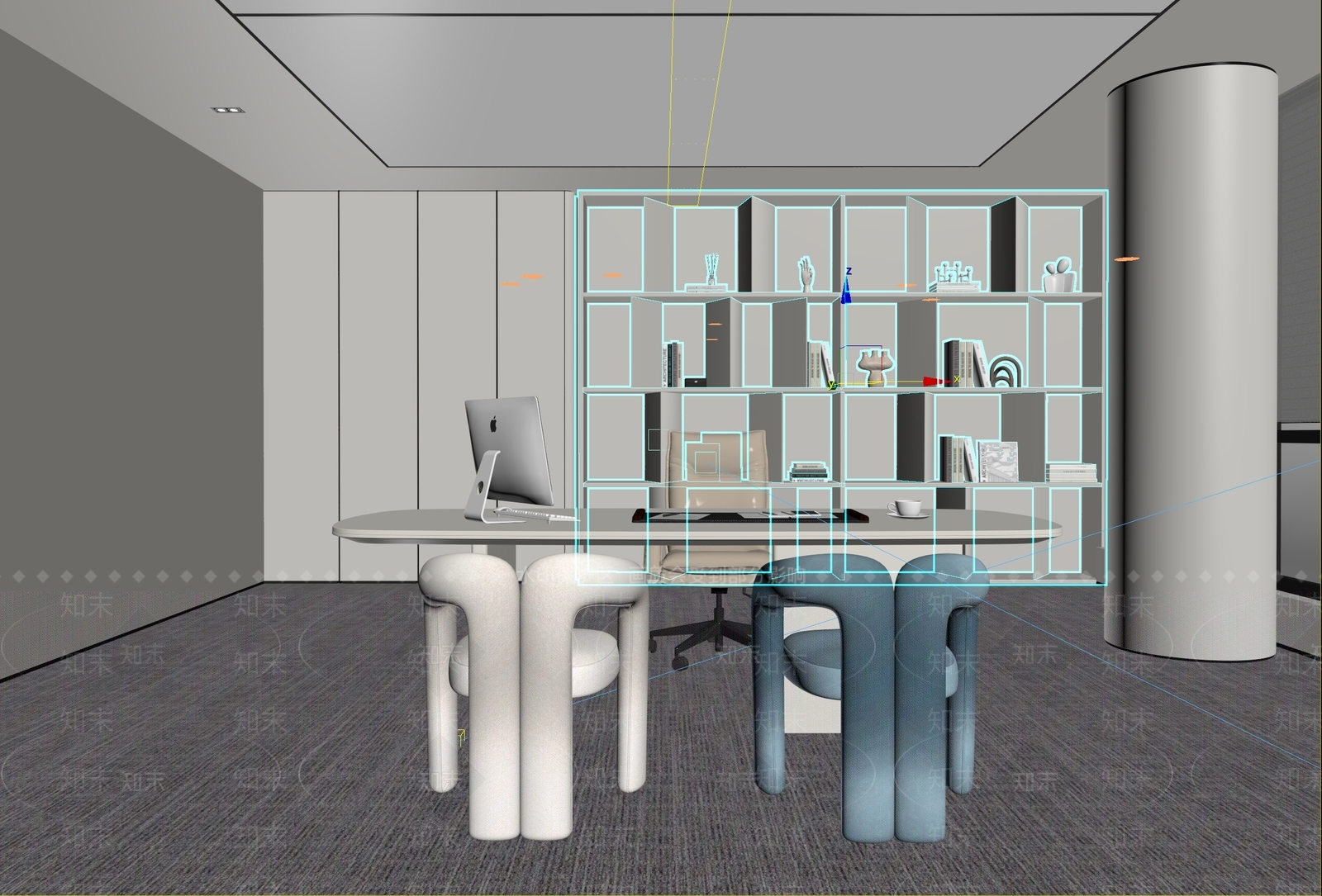 现代简约经理办公室3D模型下载【ID:1235008590】