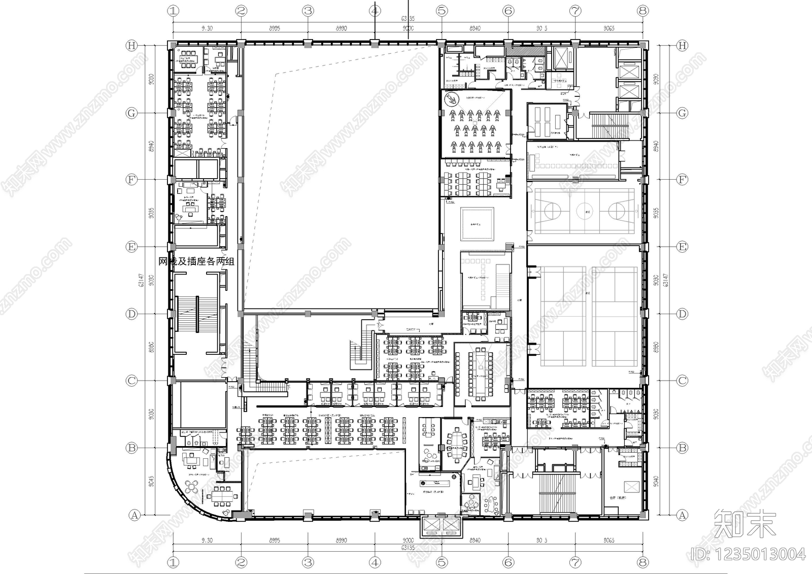 健身房cad施工图下载【ID:1235013004】