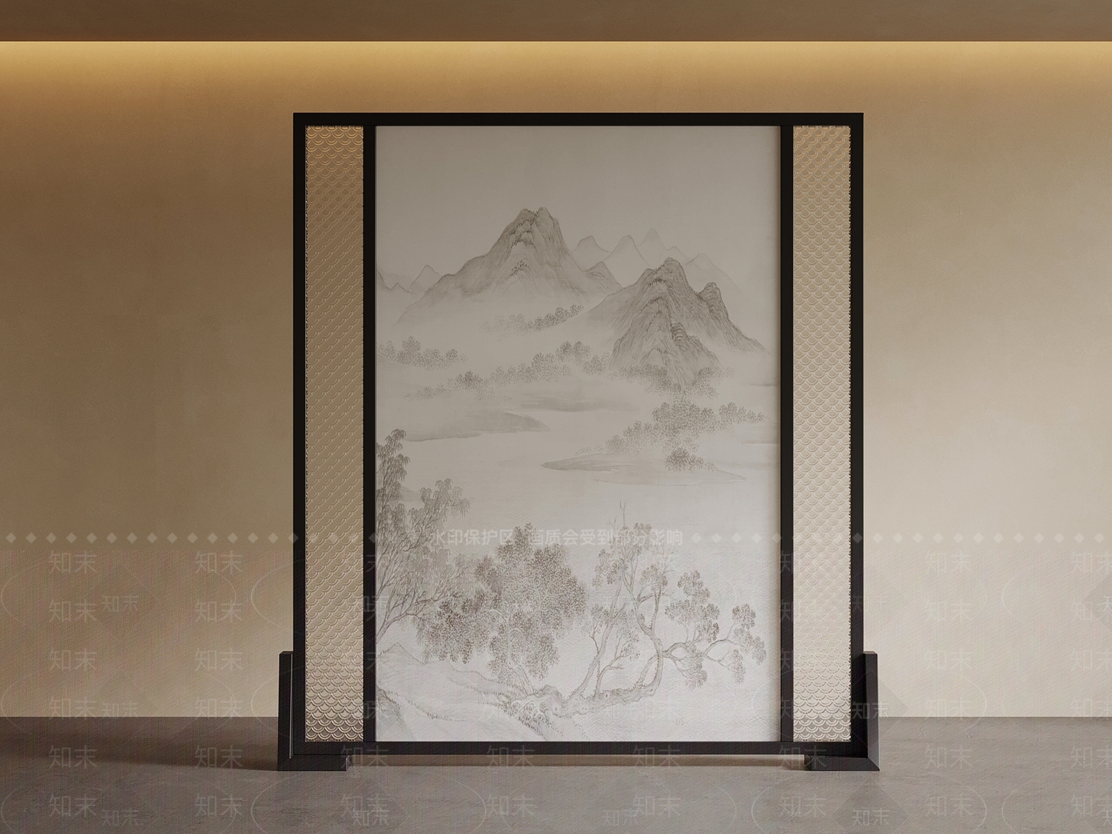 新中式屏风3D模型下载【ID:1235013872】