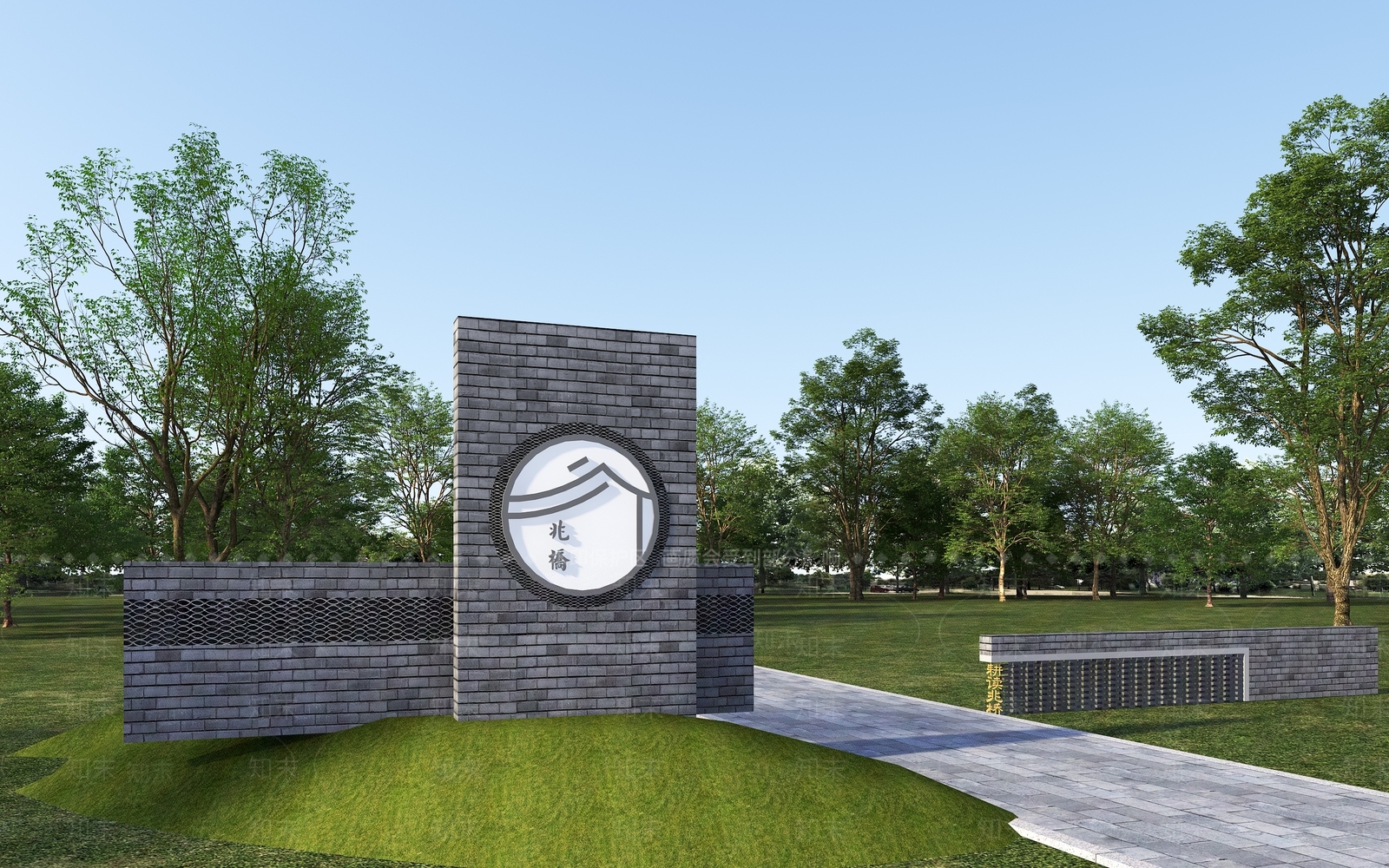 新中式景观景墙3D模型下载【ID:1235022514】