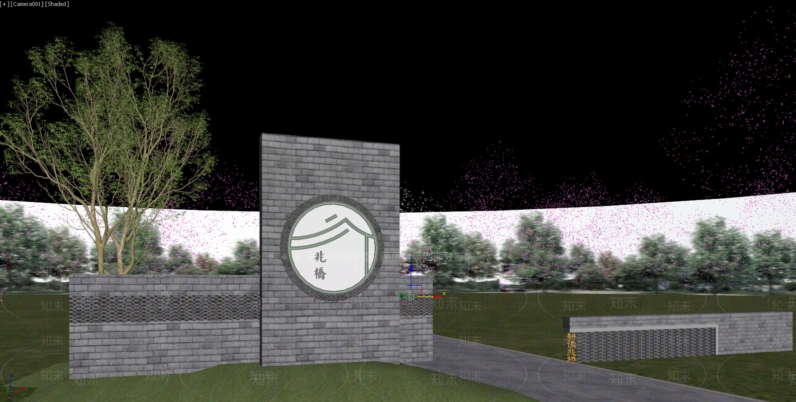新中式景观景墙3D模型下载【ID:1235022514】