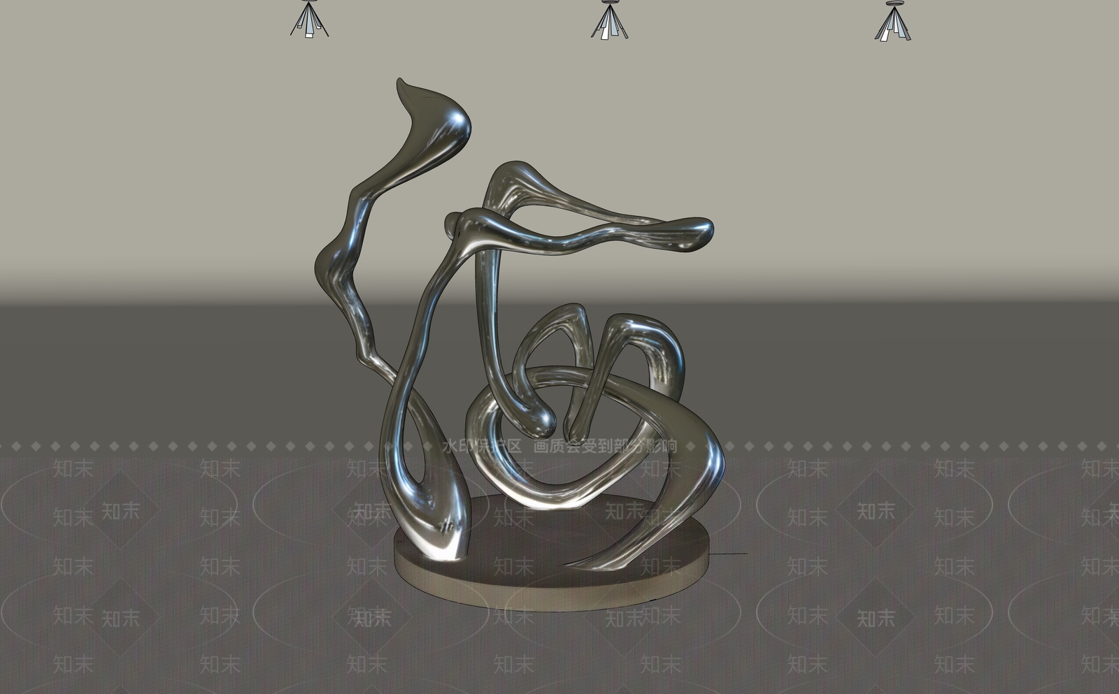 现代雕塑摆件SU模型下载【ID:1235027445】