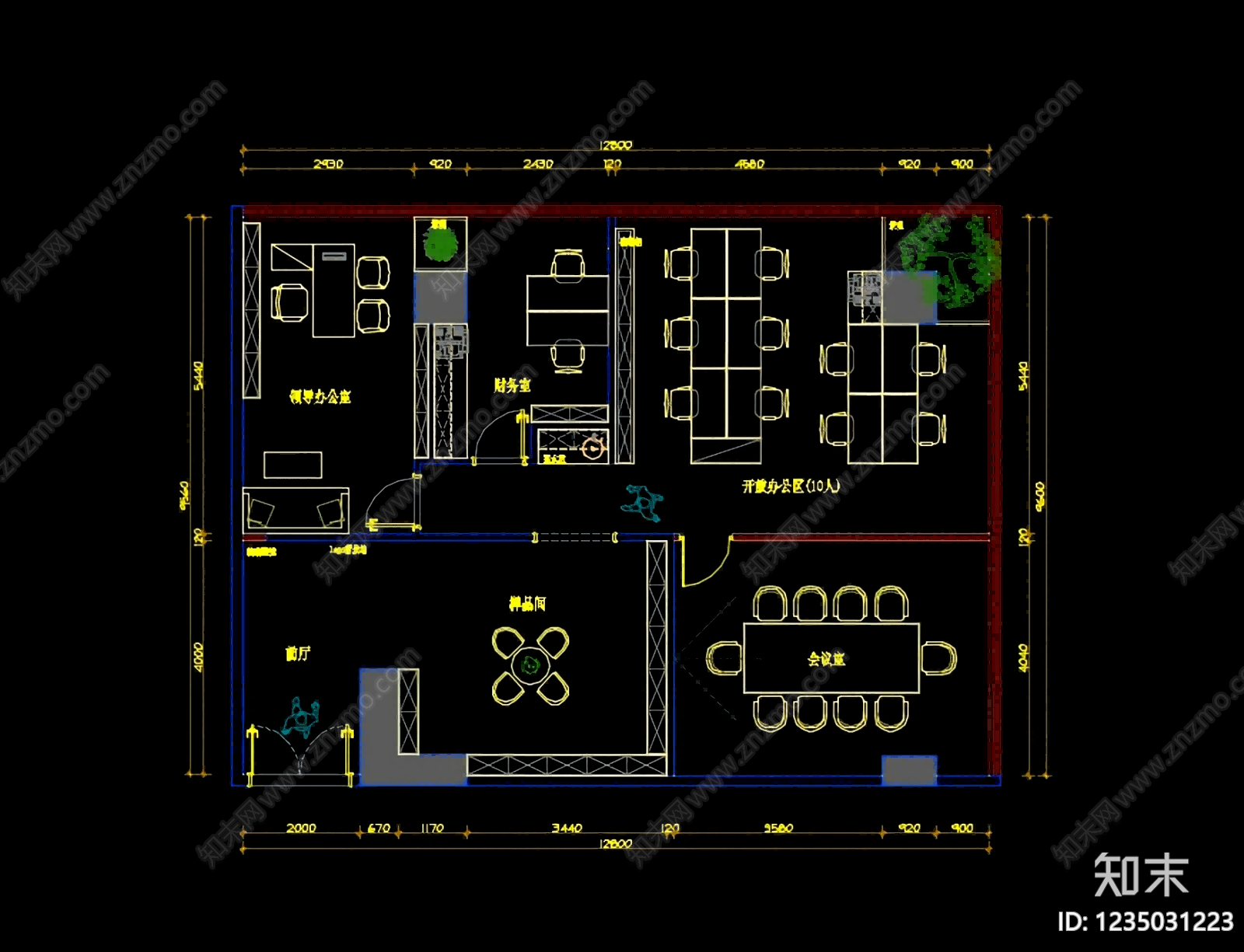 整体办公空间cad施工图下载【ID:1235031223】