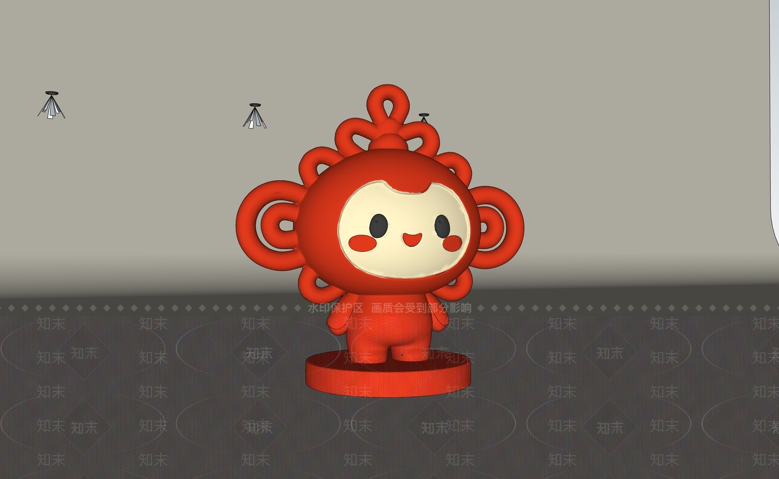 新中式雕塑摆件SU模型下载【ID:1235031695】