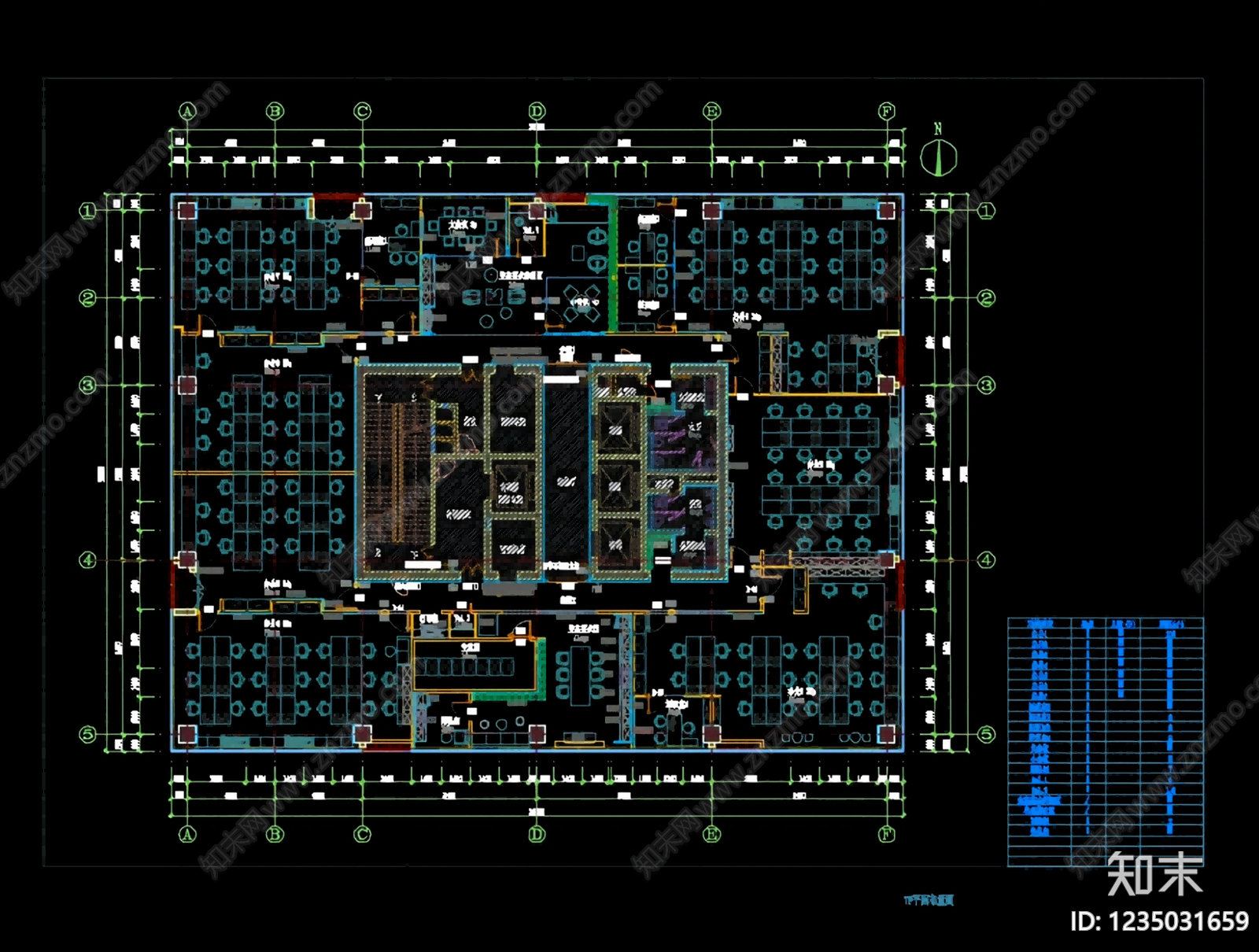 整体办公空间cad施工图下载【ID:1235031659】