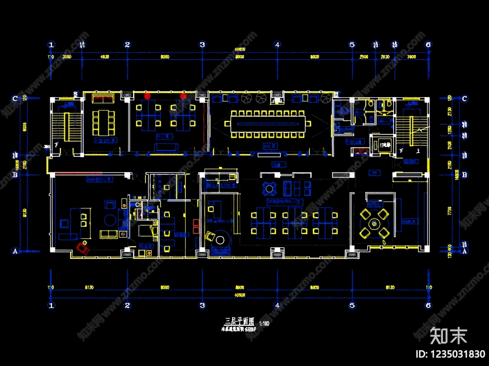 整体办公空间cad施工图下载【ID:1235031830】