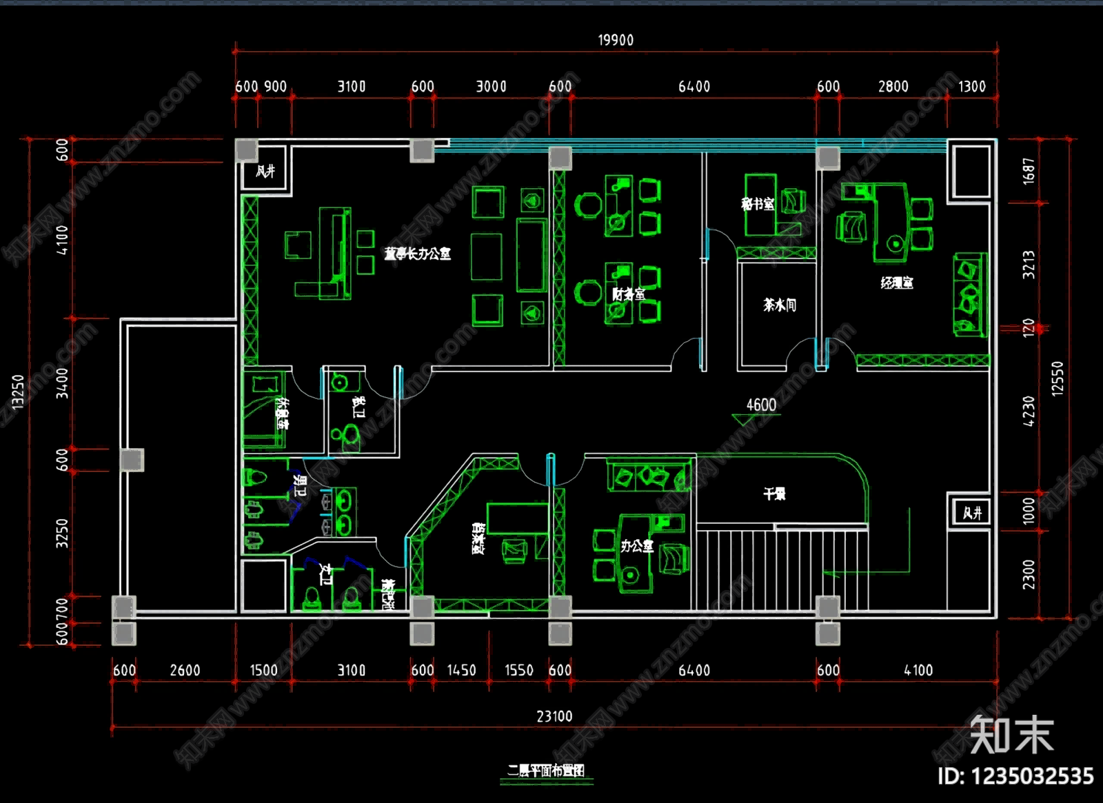 整体办公空间cad施工图下载【ID:1235032535】