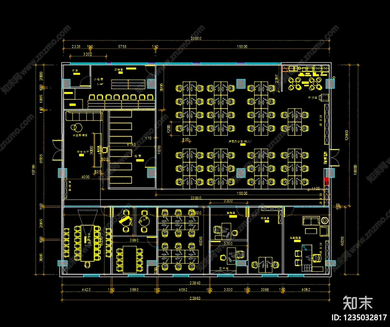 整体办公空间cad施工图下载【ID:1235032817】