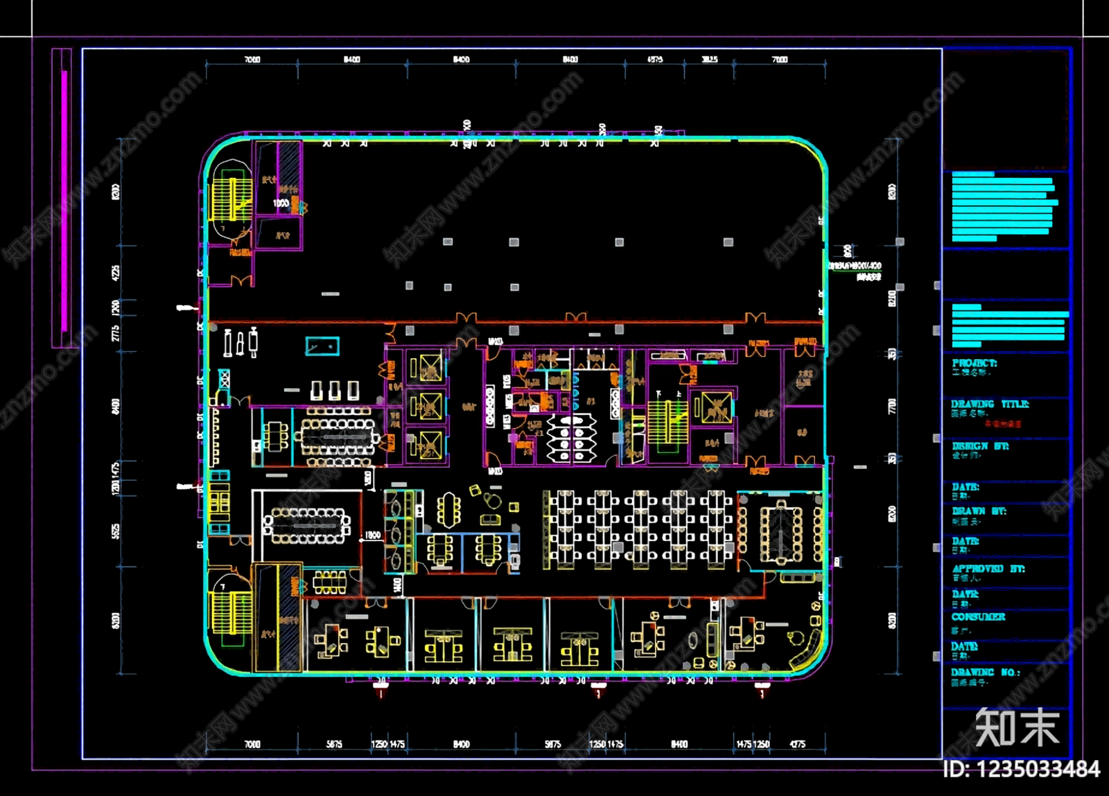 整体办公空间cad施工图下载【ID:1235033484】
