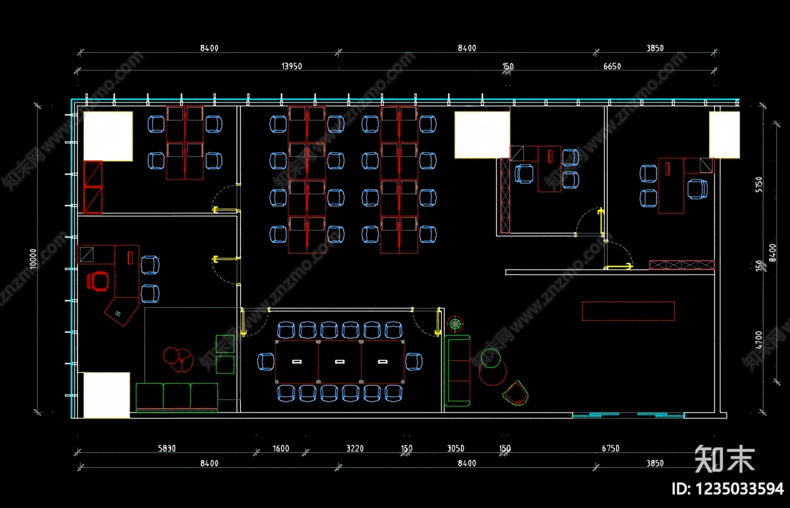 整体办公空间cad施工图下载【ID:1235033594】