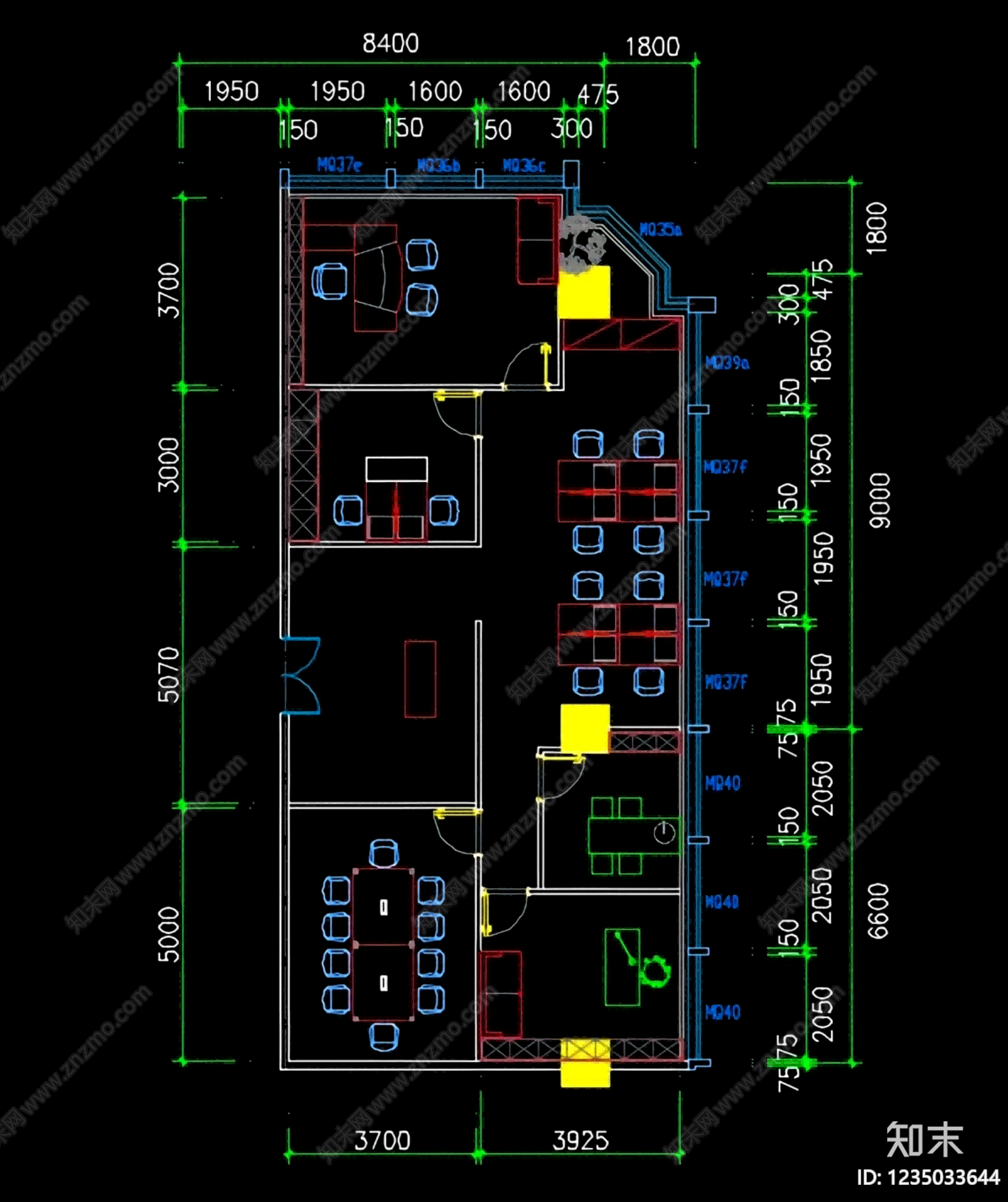 整体办公空间cad施工图下载【ID:1235033644】