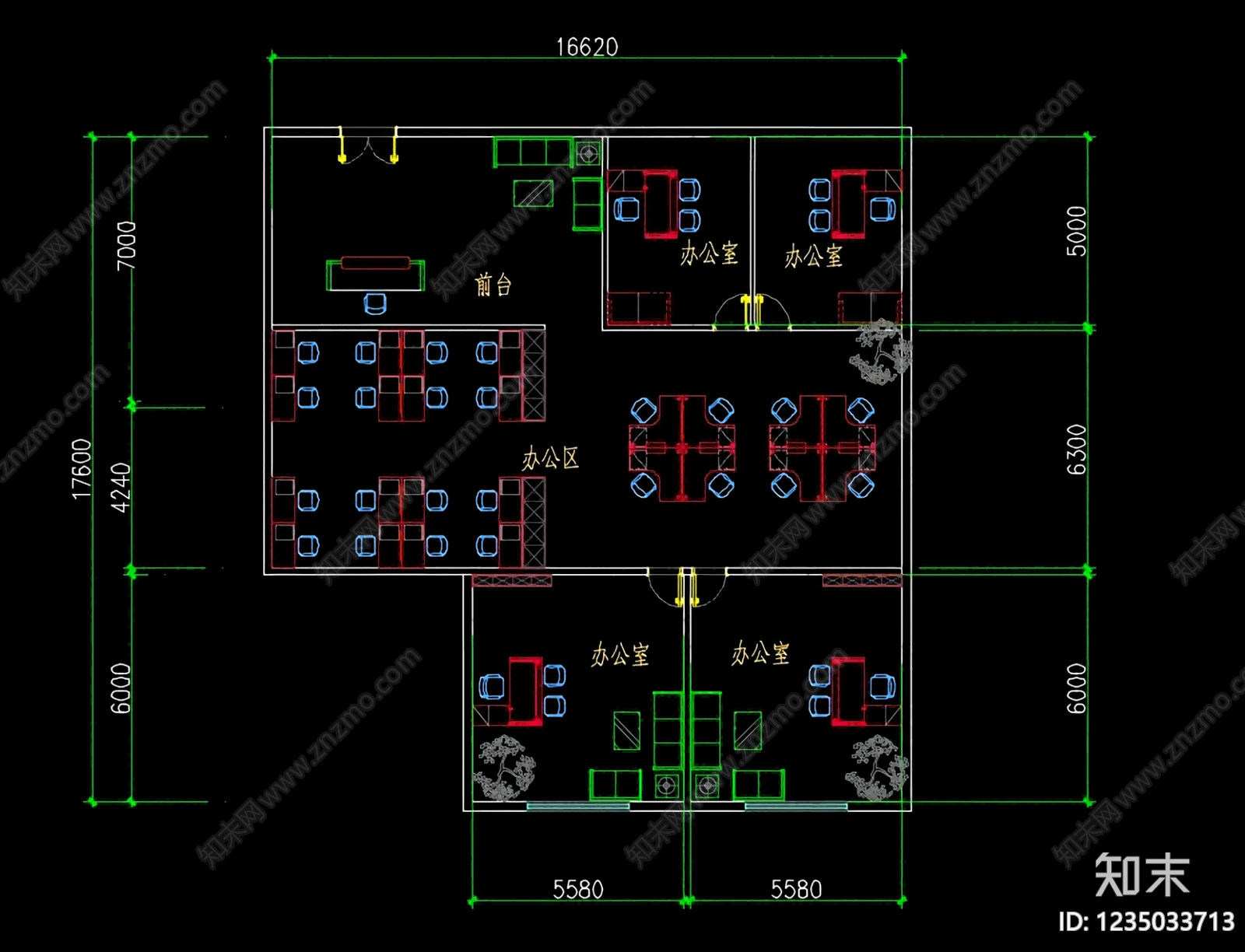 整体办公空间cad施工图下载【ID:1235033713】