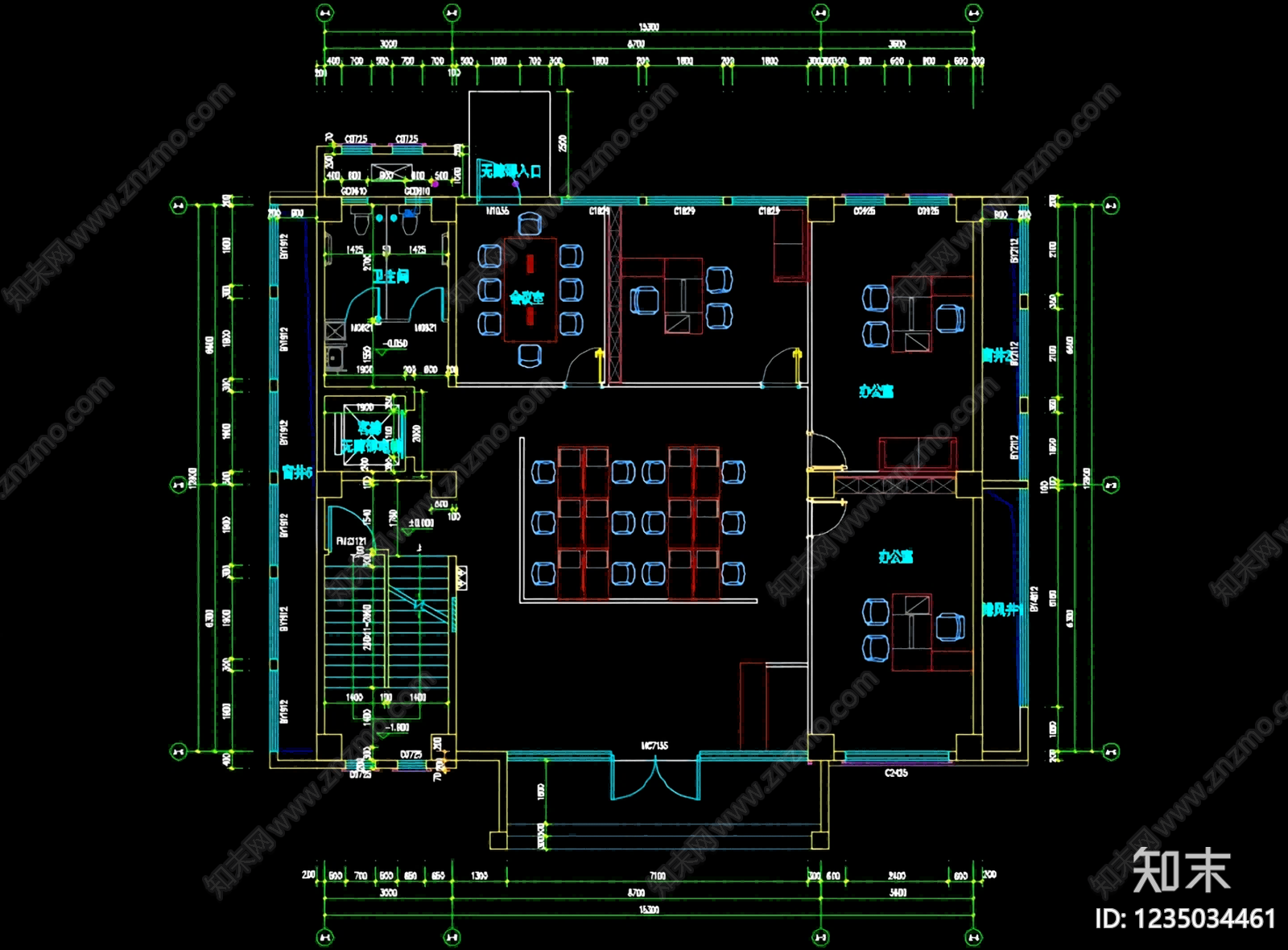 整体办公空间cad施工图下载【ID:1235034461】